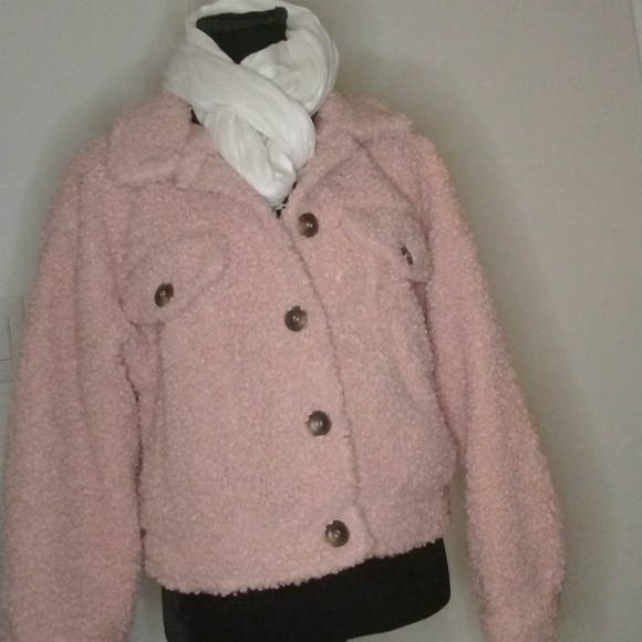 Teddy sherpa jacket forever 21 pink SZ S - Picture 5 of 8